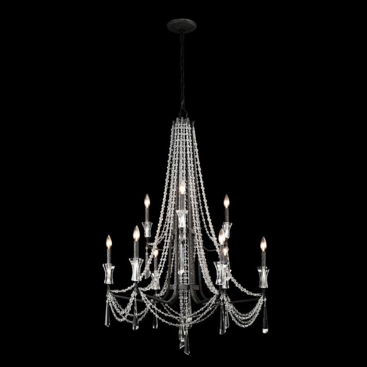 Barcelona Two-Tier Crystal Chandelier - Black