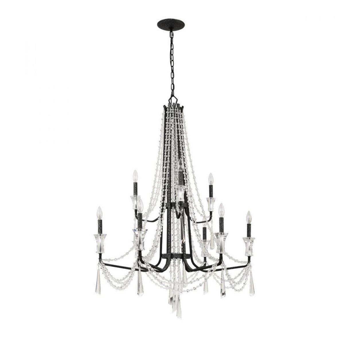 Barcelona Two-Tier Crystal Chandelier - Black