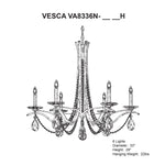 Vesca 29"H x 33"W 6-Light Crystal Chandelier in Heirloom Gold