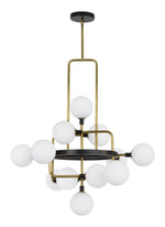 Viaggio Chandelier, 12-Light, Black/Brass, Round Glass Globes, 30.25"W (700VGOOR 70P6CJH)