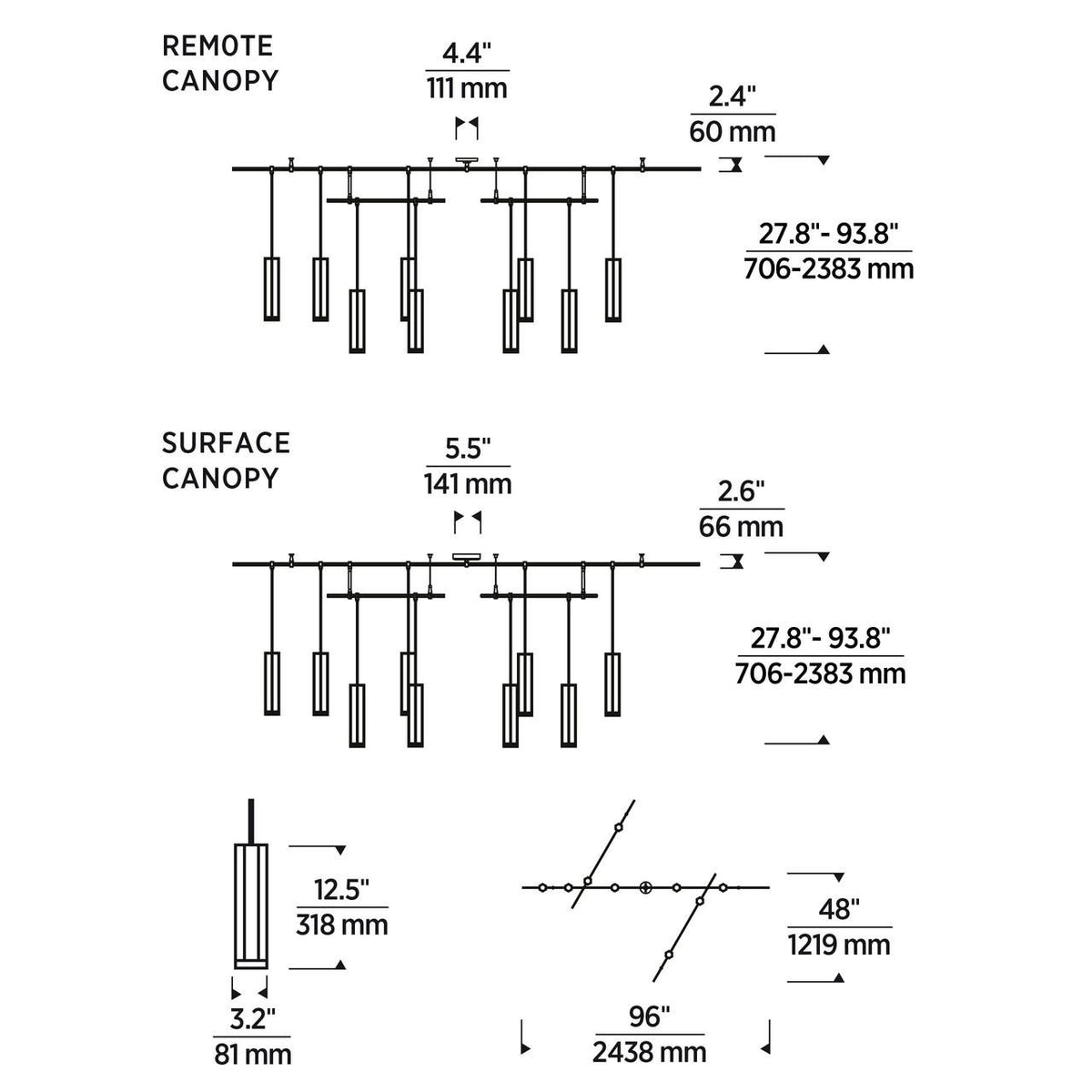 Blok Small Chandelier, 9-Light, LED, Aged Brass, 96"L (700BLKS9R-LED930R 70PGHHG)