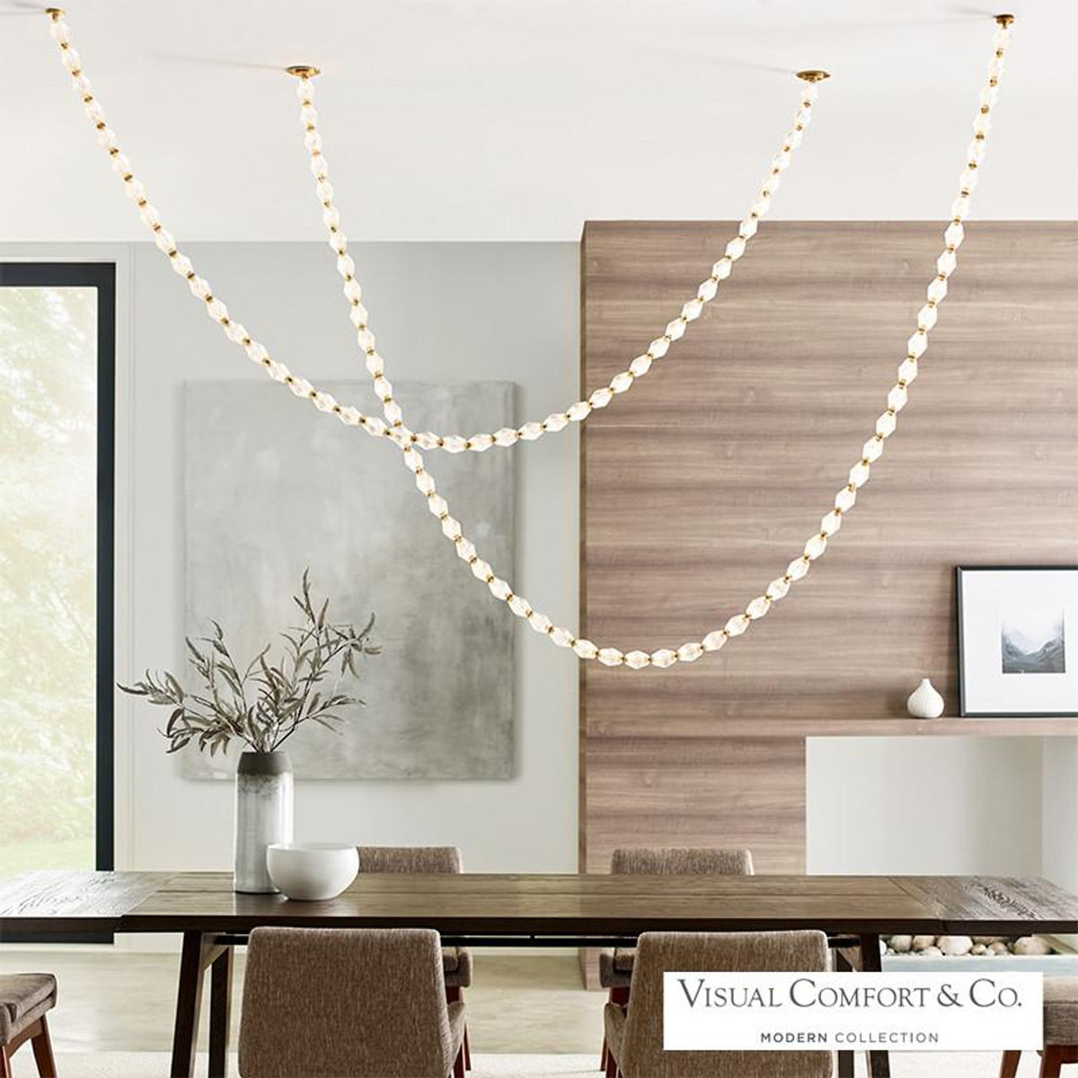 Collier Chandelier, 1-Light, LED, Natural Brass, 140.5"H (700CLR132NB-LED927R-277 70PGCM4)