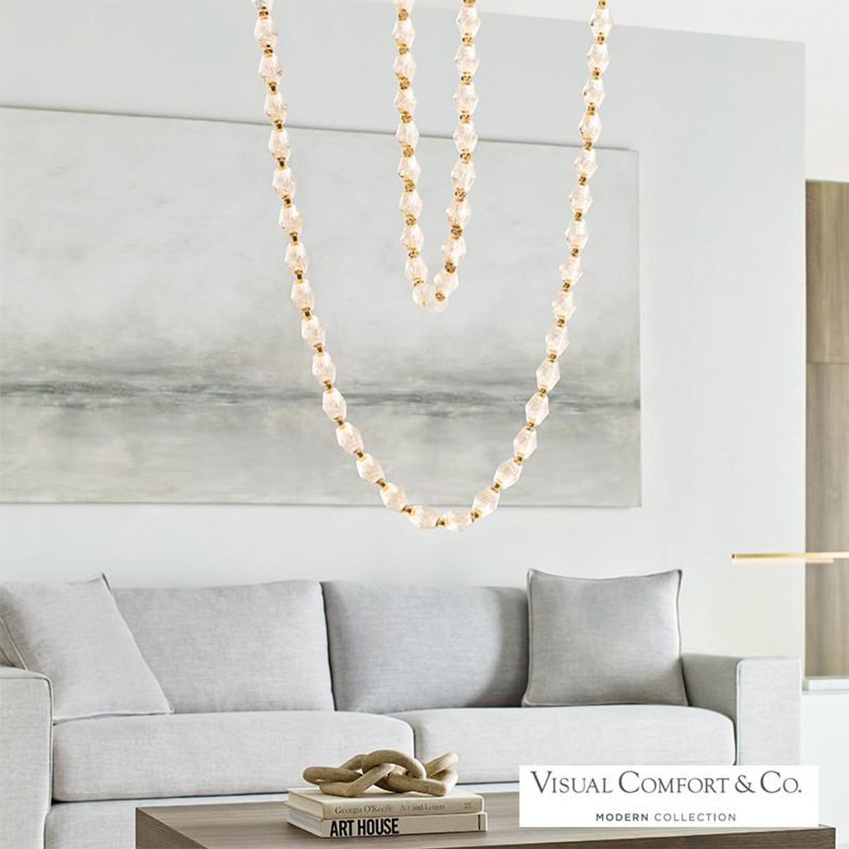 Collier Chandelier, LED, Natural Brass, 118.5"H (700CLR108NB-LED930S 70PGHHN)