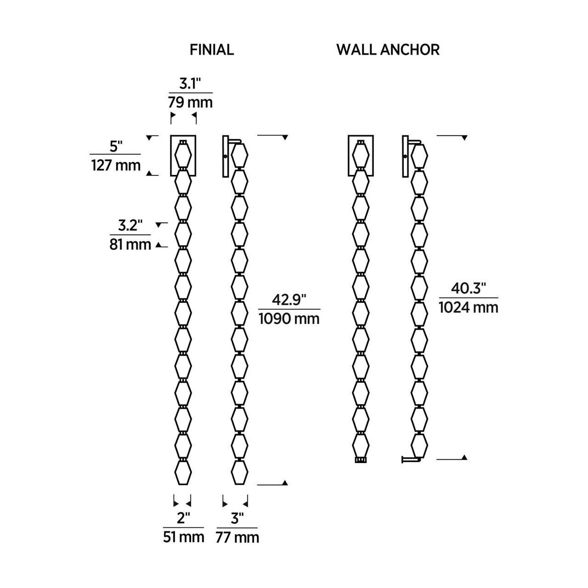 Collier Wall Sconce, LED, Polished Nickel, 40.3"H (700WSCLR40N-LED930 70PKE6L)