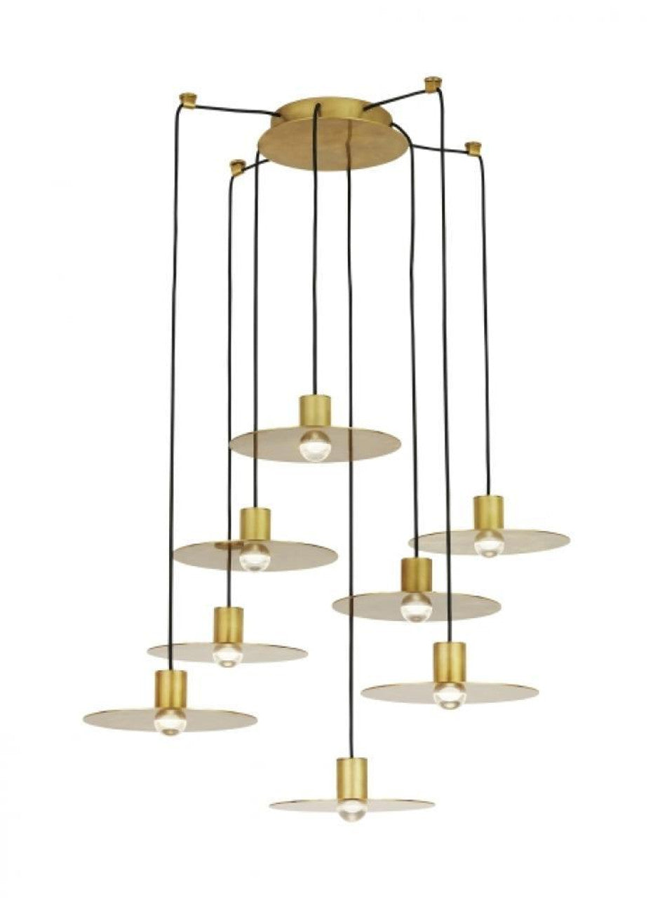 Eaves Ceiling Chandelier, 8-Light, LED, Natural Brass, 15.8"W (700TRSPEVS8RNB-LED930 70PGDJR)