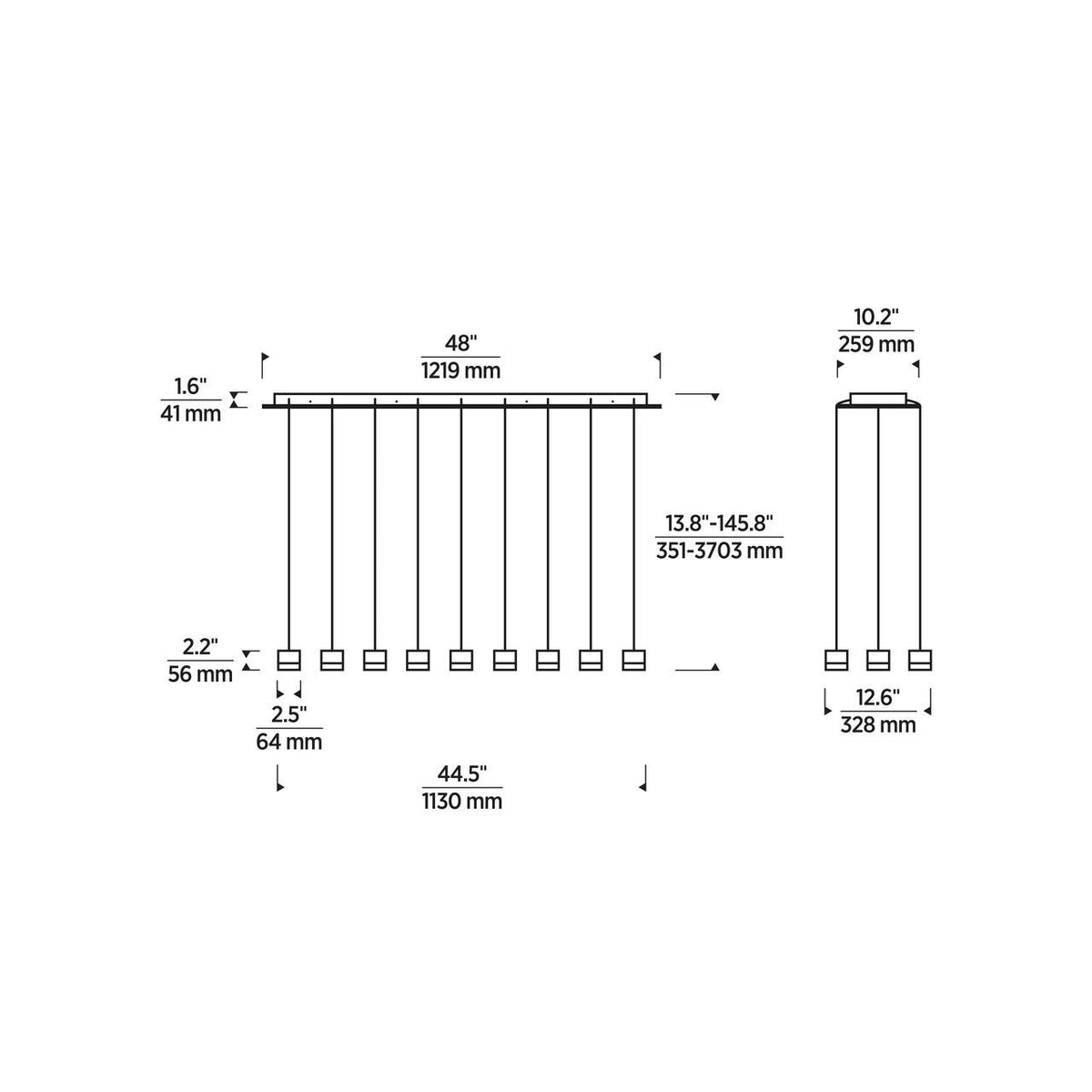 Gable Chandelier, 27-Light, LED, Natural Brass, 44.5"L (700TRSPGBL27TNB-LED930277 70PGDK8)