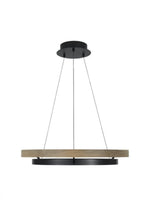 Grace Chandelier, 1-Light, LED, Matte Black, Weathered Oak Wood, 30"W (700GRC30BW-LED935 70PKE9D)