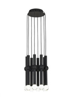 Guyed Ceiling Chandelier, 8-Light, LED, Nightshade Black, 14.1"H (700TRSPGYD8RB-LED930 70PGDKV)