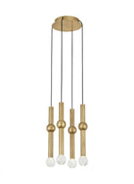 Guyed Chandelier, 4-Light, LED, Natural Brass, 14.1"H (700TRSPGYD4RNB-LED930 70PGDKR)