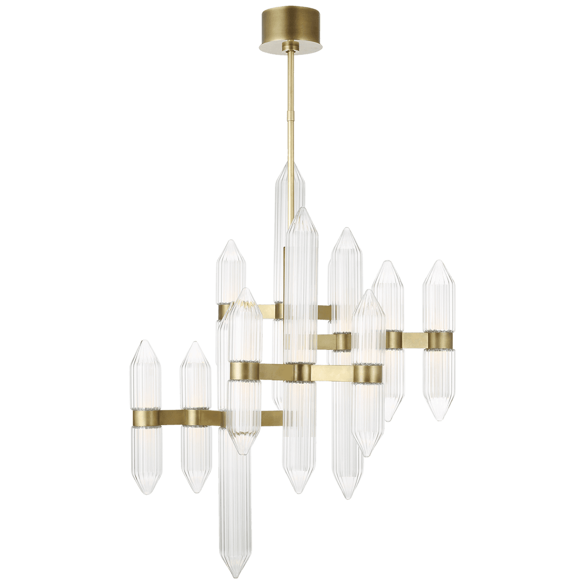 Langston Medium Chandelier, 12-Light, LED, Plated Brass, 40.5"H (700LGSN31BR-LED927 70PGDKX)