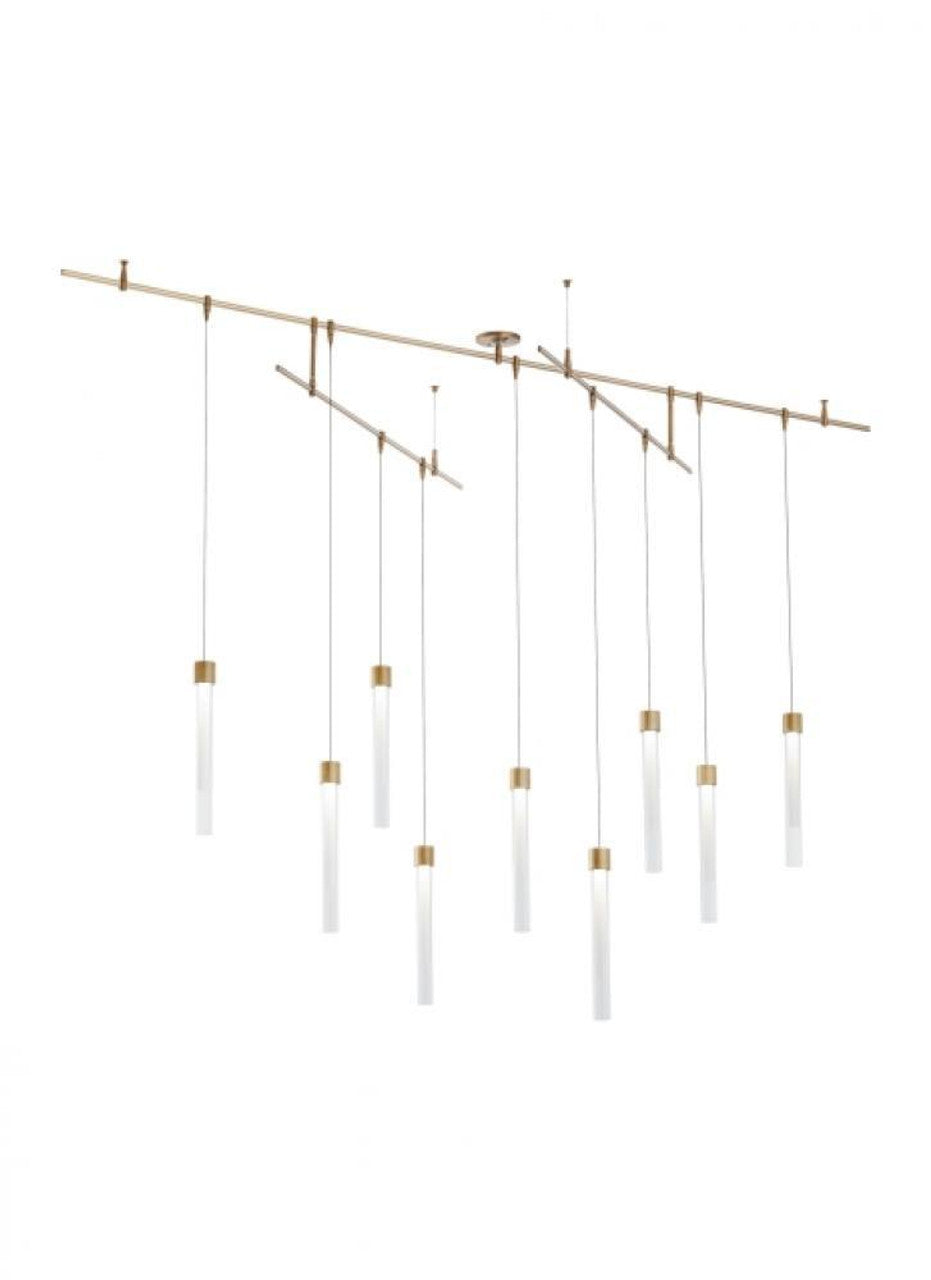 Mini Linger Chandelier, 9-Light, LED, Natural Brass, 96"L (700LNG9NB-LED930R 70PGJEM)