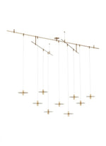 Mini Ponte Chandelier, 9-Light, LED, Natural Brass, 96"L (700PNT9NB-LED930R 70PGJEP)