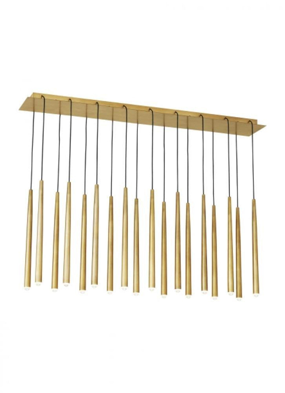 Pylon Ceiling Chandelier, 18-Light, LED, Natural Brass, 43.2"L (700TRSPPYL18TNB-LED930120 70PGDL3)