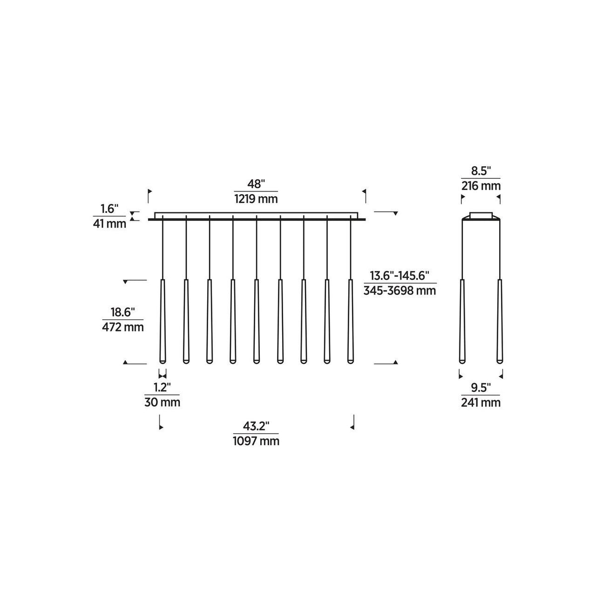 Langston Medium Chandelier, 12-Light, LED, Plated Brass, 40.5"H (700LGSN31BR-LED927 70PGDKX)