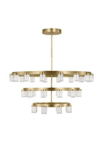 The Esfera Three Tier X-Large 36-Light Damp Rated Integrated Dimmable LED Ceiling Chandelier in Natu, Visual Comfort & Co. Modern Collection KWCH19627NB 70PKG5D