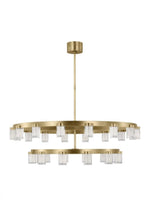The Esfera Two Tier X-Large 28-Light Damp Rated Integrated Dimmable LED Ceiling Chandelier in Natura, Visual Comfort & Co. Modern Collection KWCH19727NB 70PKG5H
