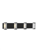 The Esfera X-Large Damp Rated 4-Light Integrated Dimmable LED Wall Sconce in Nightshade Black, Visual Comfort & Co. Modern Collection KWWS10227CB 70PKG5J