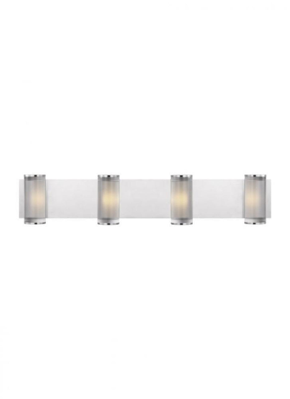 The Esfera X-Large Damp Rated 4-Light Integrated Dimmable LED Wall Sconce in Nightshade Black, Visual Comfort & Co. Modern Collection KWWS10227CB 70PKG5J
