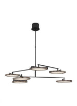 The Shuffle Large 6-Light Damp Rated Integrated Dimmable LED Ceiling Chandelier in Nightshade Black, Visual Comfort & Co. Modern Collection CDCH17327WOB 70PKJ58