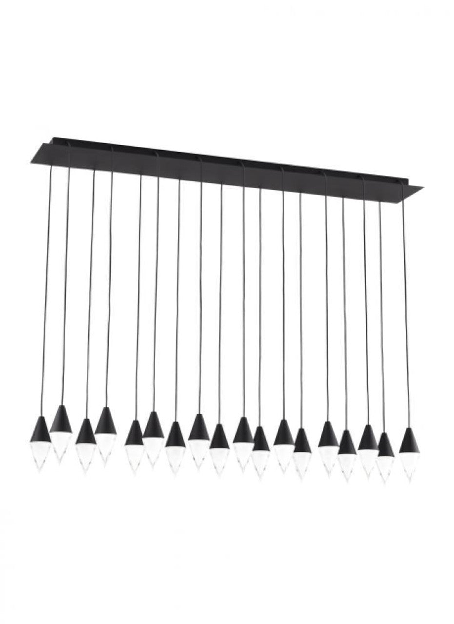 Turret Ceiling Chandelier, 18-Light, LED, Nightshade Black, 44.5"L (700TRSPTRT18TB-LED930277 70PGDLH)