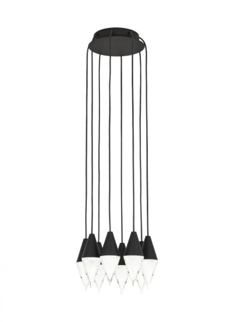 Turret Ceiling Chandelier, 8-Light, LED, Nightshade Black, 10.3"L (700TRSPTRT8RB-LED930 70PGEGZ)
