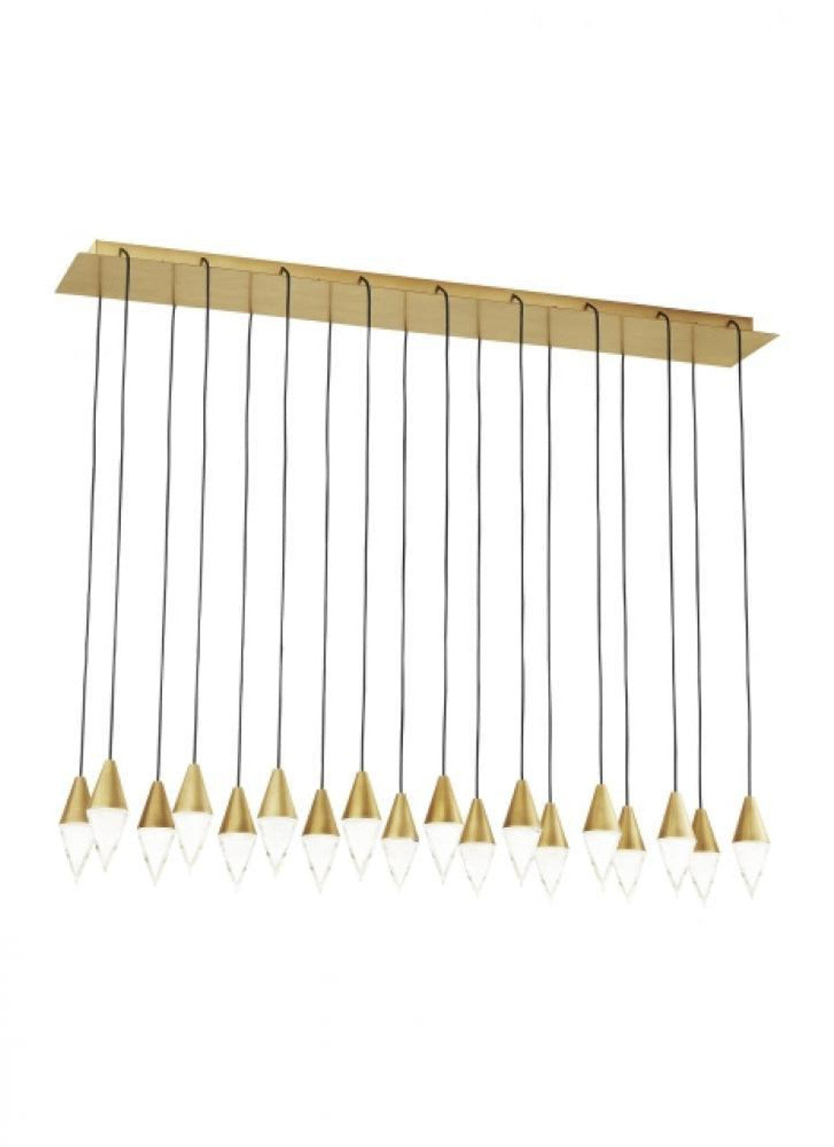 Turret Light Chandelier, 18-Light, LED, Natural Brass, 44.5"L (700TRSPTRT18TNB-LED930120 70PGDLJ)
