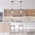 Geometrical Lantern Classic Island Pendant Lights Metal Fabric Ceiling Light