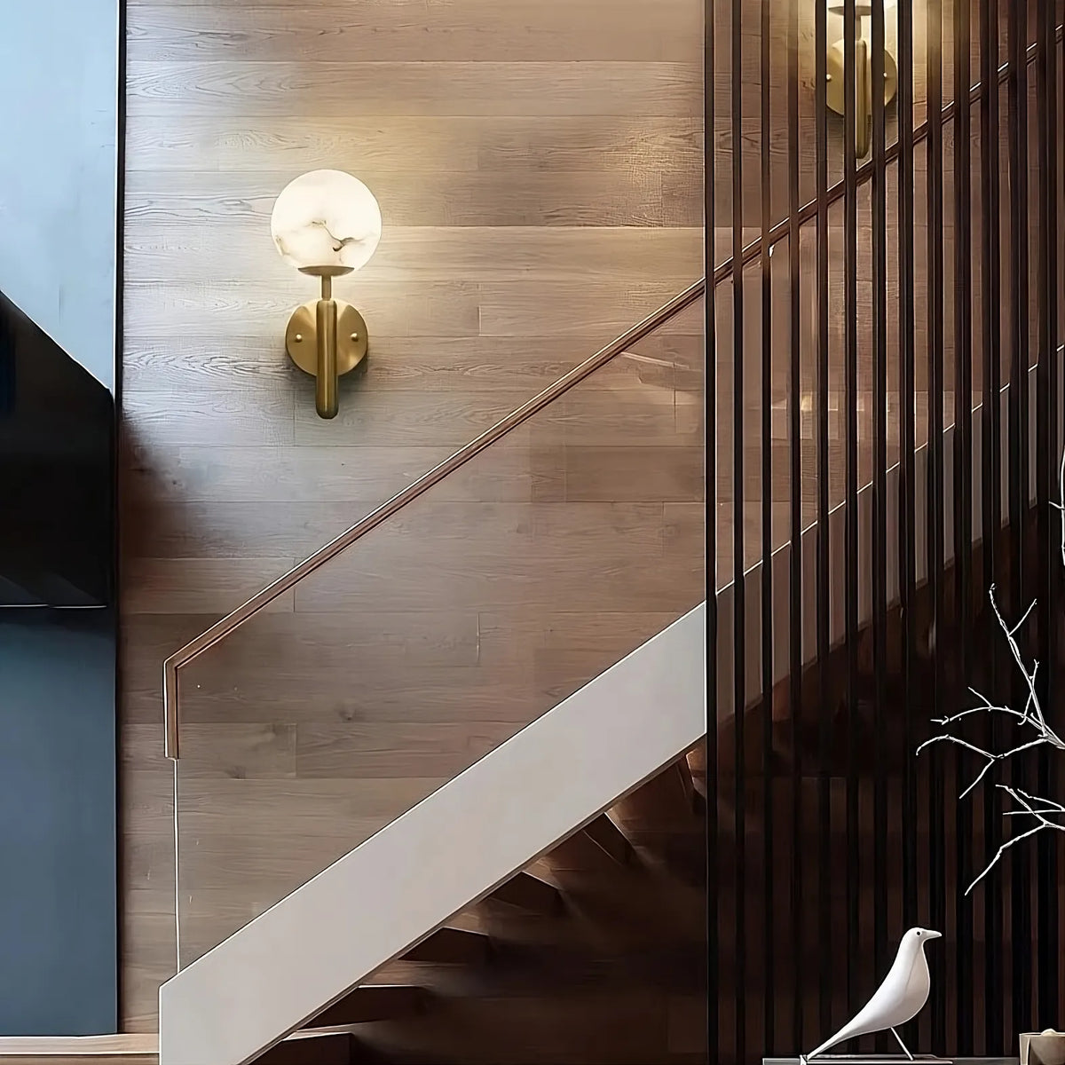 Natural Marble Sphere Wall Sconce