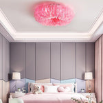 Round Feathers LED Nordic Ceiling Lights Flush Mount Lighting Chandelier