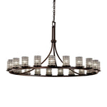 Justice Design - WGL-8716-10-GRCB-DBRZ - Wire Glass Dakota - 21 Light Ring Chandelier with Cylinder Flat Rim Shape Grid with Clear Bubble Wire Glass Shades