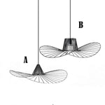 Hat Shaped Metal Linear LED Black Modern Pendant Light Hanging Lamp