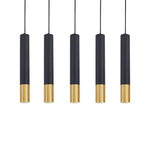 Elongated Cylinder Black and Gold Metal Shade LED Modern Pendant Light Island Hanging Lights