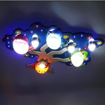 LED Wildlife Colorful Painted Acrylic Glass Flush Mount Ceiling Light for Baby Kids
